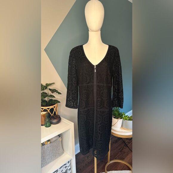Laundry By Shelli Segal Dresses & Skirts - NWT Laundry by Shelli Segal Black Lace Long Sleeve Zip Front Shift Dress Size 12